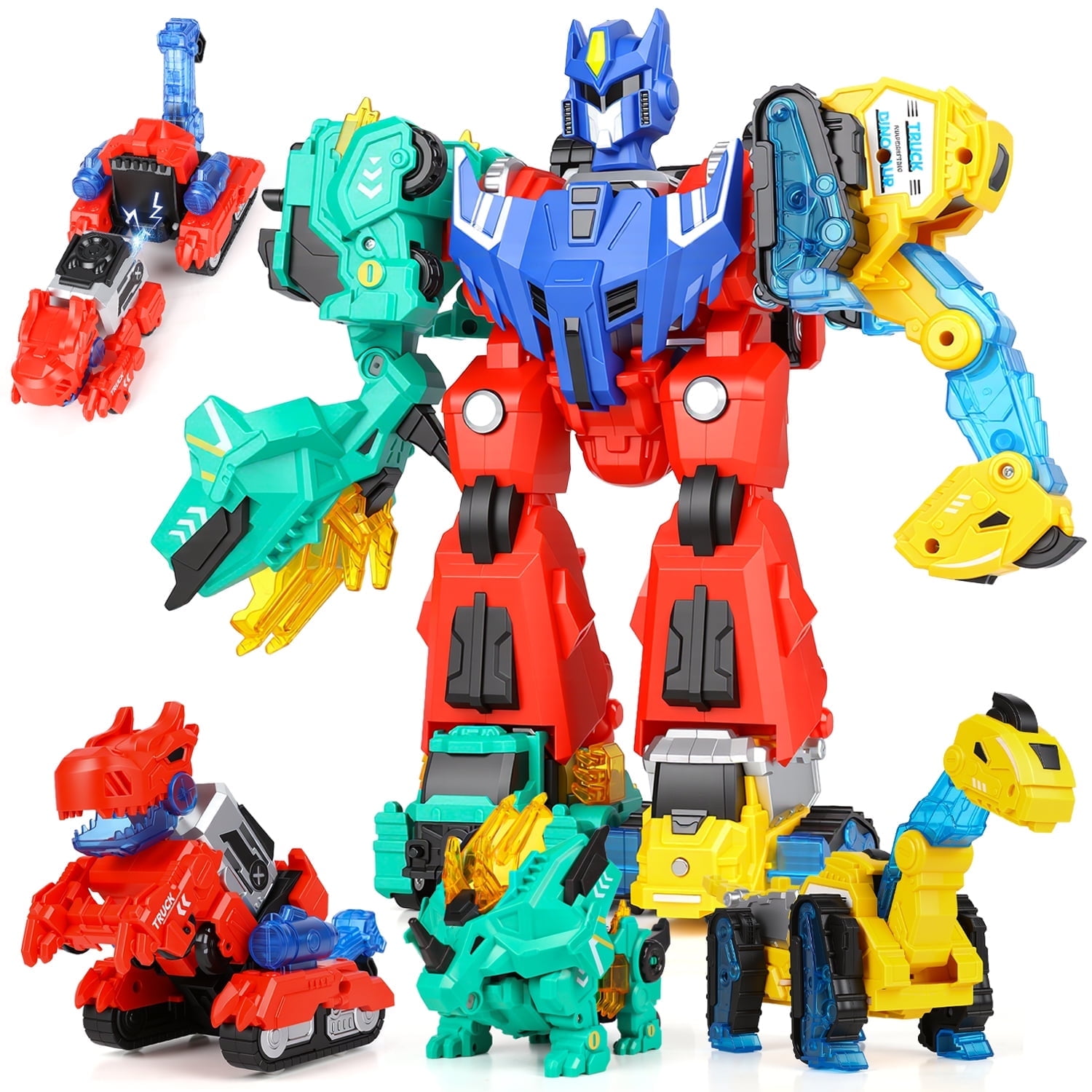 HopeRock Dinosaur Transforming Robot Toys for Kids, 6-in-1 Magnetic Dinosaur Car, Toys for Boys Ages 3 4 5 6 7 8 Years Old, with T-Rex Christmas Birthday Gift for Toddlers.