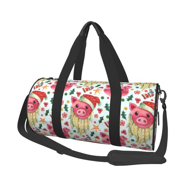 Balery Christmas Cute Pigs Bolsa de Gimnasio para Mujeres y Hombres, Bolsa de Viaje Impermeable, Bolsa de Fin de Semana con Compartimento para Zapatos y Bolsillo Húmedo