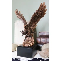 Aerial Bald Eagle Swooping With Talons Over Waves Bronze Electroplated Figurine