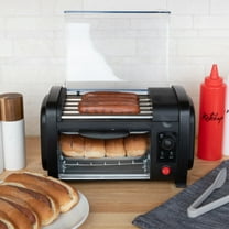 Mini Stainless Steel Hot Dog Roller with Bun Warmer, Timer and Baking Tray for Buns
