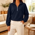 thumbnail image 2 of BUIGTTKLOP Cropped Sweatshirts for Women Lightfleece Lined Half Zip Collared Pullover Tops Loose Fit Comfy Top Fall Fashion Outfits Clothes, 2 of 8