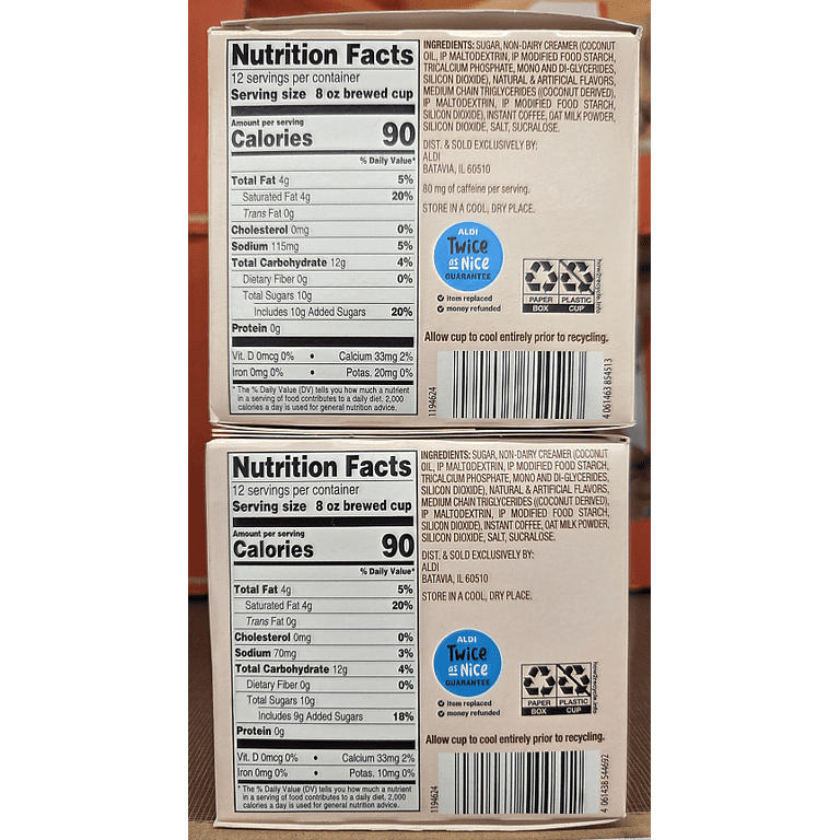 Barissimo OATMILK LATTE Spiced & Brown Sugar 12 Cups Coffee 7.2oz 204g (2  Boxes)