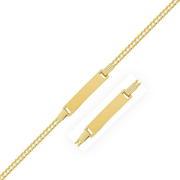 14k Yellow Gold Curb Link Style Children's ID Bracelet 6 in