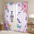 thumbnail image 2 of Homewish Girls Monogrammed K Curtains Pack of 2 (42x84 Each), Romantic Garden Rose Flower Curtains Blackout, Cartoon Butterfly Animal Bedroom Curtains, Living Room Curtains Decor, 2 of 6