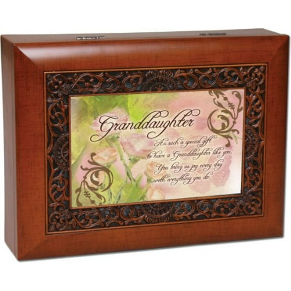 Cottage Garden Music Box - Granddaughter Plays Light Up My Life With Ornate Woodgrain Finish