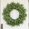thumbnail image 5 of 22/24 Inch Artificial Boxwood Wreath, Faux Green Leaf Wreath for Front Door, Year-Round Greenery Wreath for Home Wall Window Porch Farmhouse Wedding Party Decor, 5 of 10