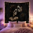 thumbnail image 2 of Gothic Sugar Skull Couple Portrait with Black Lace and Burgundy Roses, Romantic Gothic for Dark Academia Lovers, Wall Art Decor Halloween Gift Tapestry Wall Hanging for Living Room and Bedroom, 2 of 7