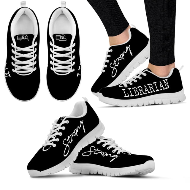 Zapatillas deportivas sencillas con estampado de bibliotecario en negro, cómodas y transpirables, con cordones, para verano, de baloncesto o deportivas.