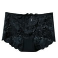 thumbnail image 2 of Padded Underwear for Women Plus Size Women's High Waist Boyshort Panties Breathable Seamless Sheer Lace Underwear Briefs Black L, 2 of 4