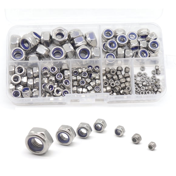 Cseao 210 Piezas Kit Surtido De Tuercas Autoblocantes Hexagonales Nylock Tuercas Insertadas De Nylon Tuercas Auto Remachables De Acero Inoxidable 304