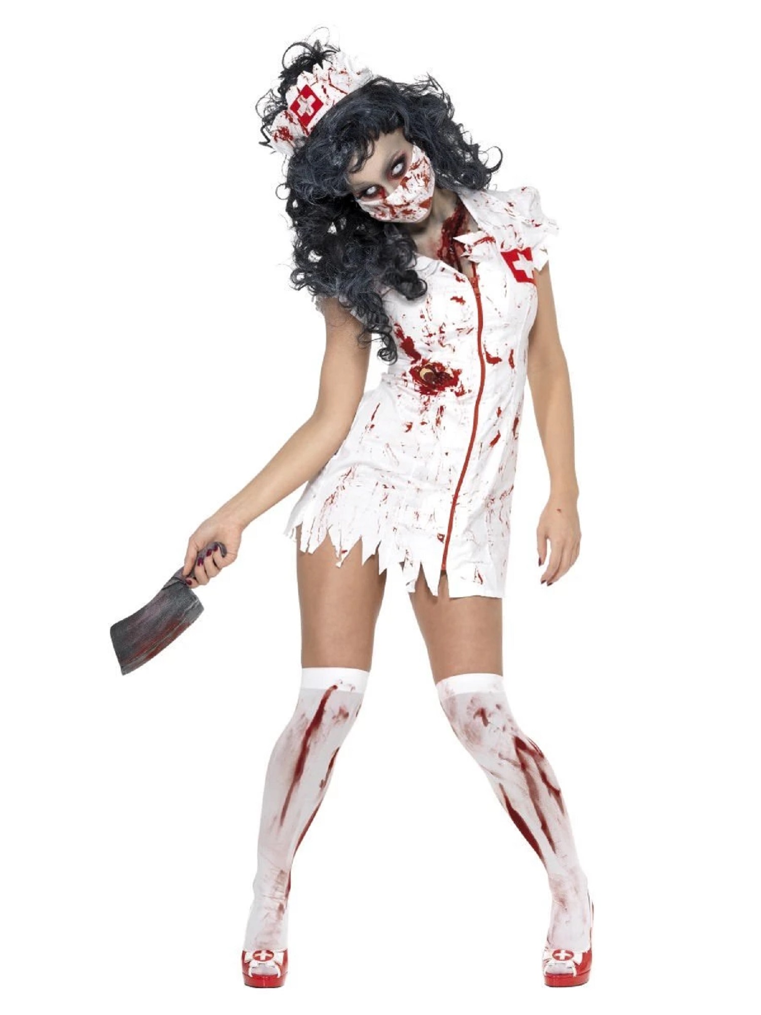 40 White Zombie Nurse Women Adult Halloween Costume Xs