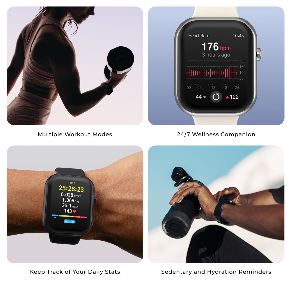 iTouch, AIR 5 Smartwatch 1.85, Amoled Display, Black