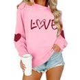 thumbnail image 4 of FAWUUDO Womens Casual Heart Graphics Shirt Long Sleeve Pullover Loose Crewneck Cute Love Printed Sweatshirt Tops Pink XL, 4 of 9