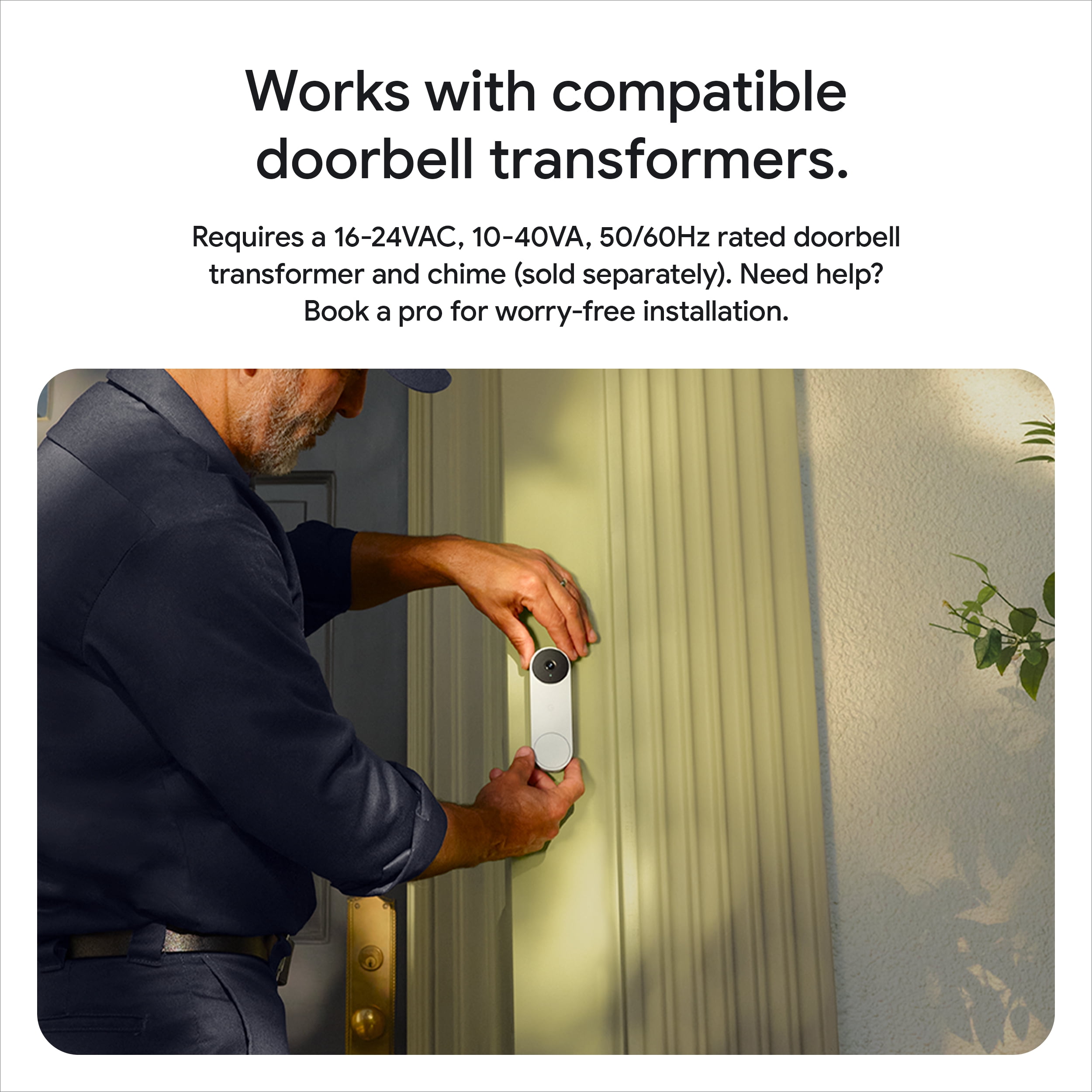 Google Nest Doorbell (Wired, 3rd Gen) - &nbsp;Snow