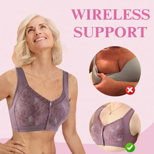 Women's 3D No-Underwire Front Closure Bra Cotton Bras Shape