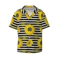 thumbnail image 3 of Goofa Sunflowers On Black And White Stripes Printed Men's Casual Short-sleeved Shirt,Lightweight Breathable Button-down,Summer Casual men's top,Versatile Fashion shirt-4X-Large, 3 of 7