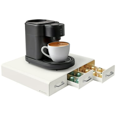 Navaris Coffee Capsule Triple Drawer - Coffee Pod Storage Drawer - Space-Saving Coffee Pods Organizer for Your Kitchen - Coffee Holder for Countertop - Fits Up to 48 Cups -Cream