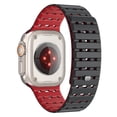 thumbnail image 2 of Magnetic Sport Band for Apple Watch Ultra 2/1 49mm 45mm 44mm 42mm, Soft Silicone Wristband Breathable Wide Strap with Magnetic Clousure for iWatch Series 9 8 7 6 5 4 SE 3 2 1, Black+Red, 2 of 7