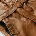 thumbnail image 5 of Men Mid-length Solid Artificial Leather Stand Collar Slim Jacket Coats, 5 of 5