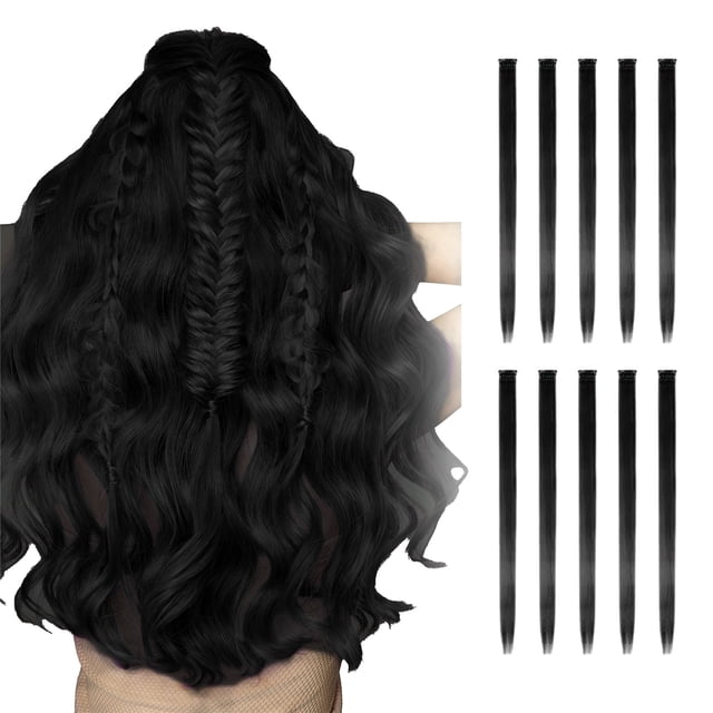 Colored Hair Extensions, Multi-Colors Party Highlights Clip In Synthetic Hair, Catch The Hair