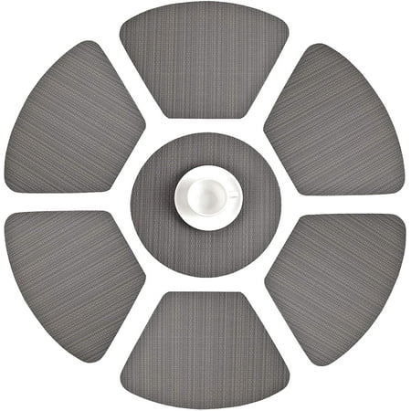 Round Table Placemats Set Of 7 Stain Resistant Woven Vinyl Wedge Mat With 1pc Placemat For Dining Dark Grey Canada Round Table Placemats Set Of 7 Stain, Round Table Placemats Canada
