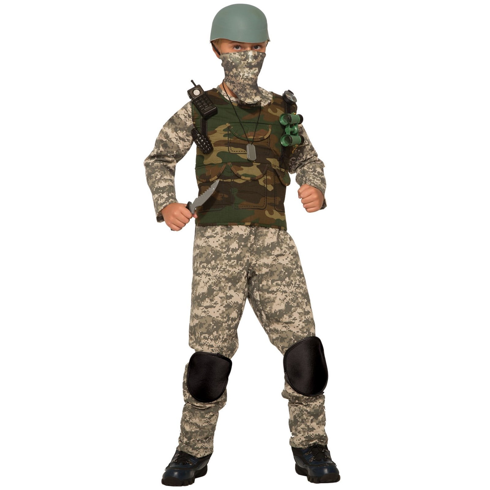 BOYS Camoflauge Ninja Soldier Suit Costume Child Army Camo GI JOE Fancy Dress 