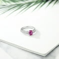 thumbnail image 4 of Gem Stone King 925 Sterling Silver Pink Created Sapphire Engagement Ring for Women (2.13 Cttw, Oval 8X6MM, Gemstone September Birthstone, Available in Size 5, 6, 7, 8, 9), 4 of 4