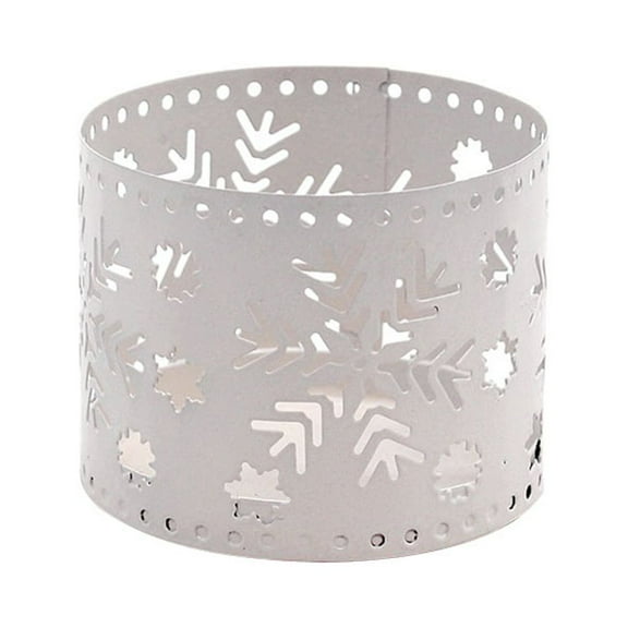 Christmas Candle Holders Iron Hollow Candle Holders Desktop Pen Holder Party Decoration - Snowflake Pattern (White)