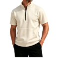 thumbnail image 3 of Short Sleeve Sweatshirts for Men Quarter Zip Mock Neck Sweatshirt Relaxed Fit Casual Pullover Tee Top with Pocket, 3 of 7