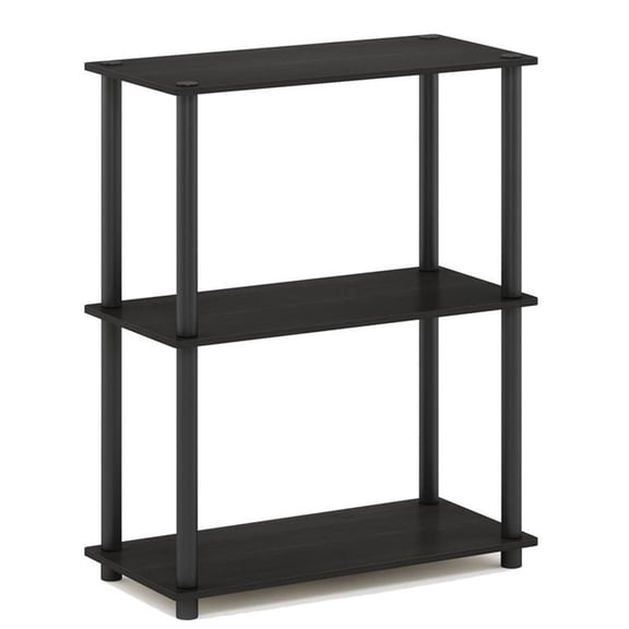 Pemberly Row Turn-N-Tube Wood 3-Tier Shelf Display Rack in Espresso/Black