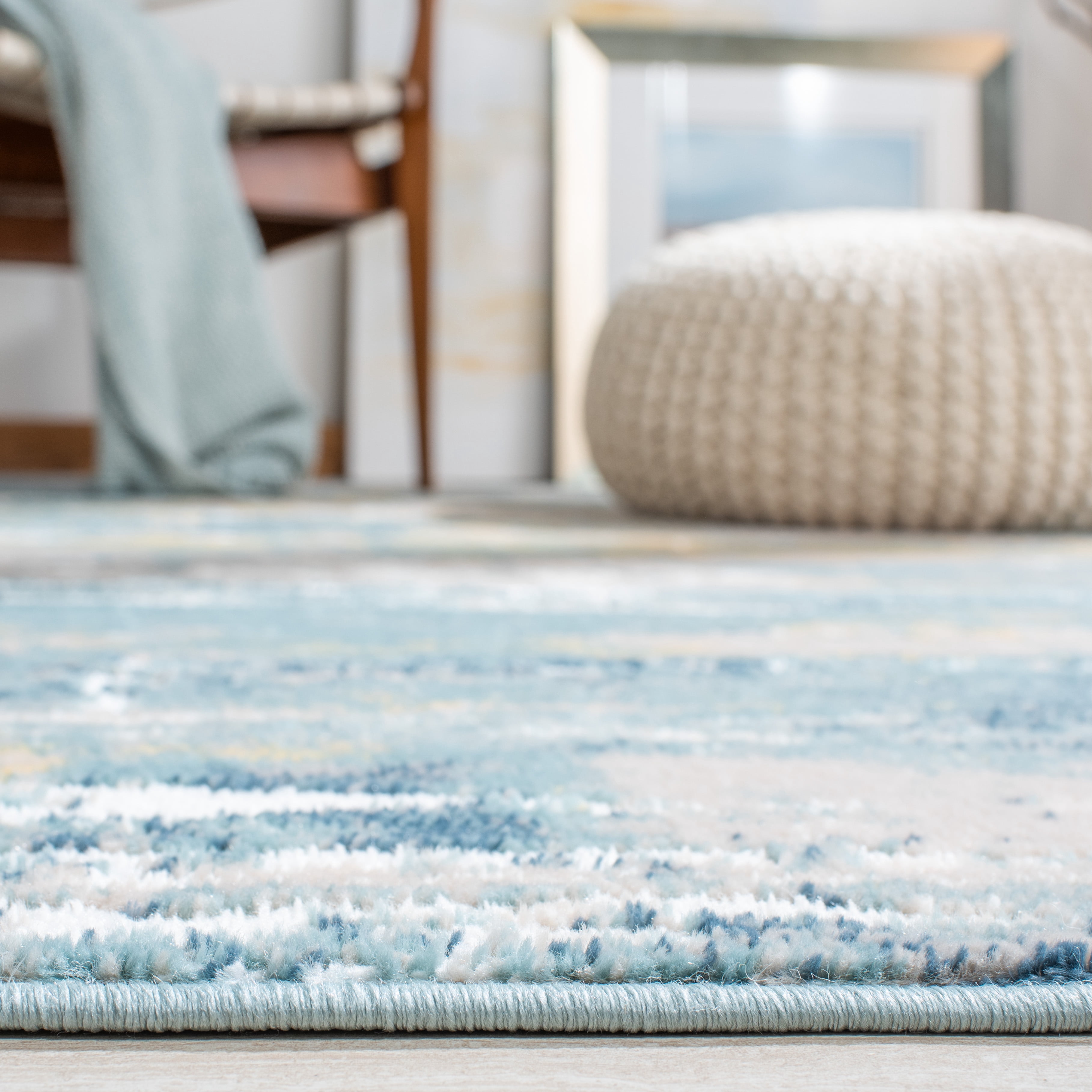 SAFAVIEH Skyler Talisha Abstract Area Rug, Teal/Gold, 8' x 8' Round