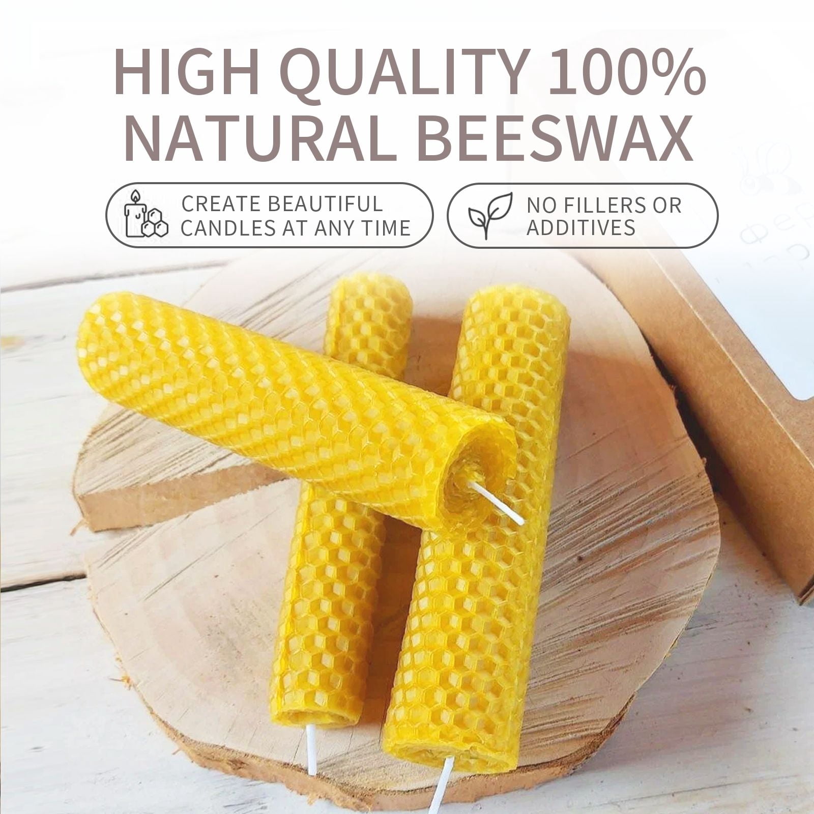 Alvantor Beeswax Candles for DIY Candle Making Kit Honeycomb Sheets Pure Wax Roll, 10pcs