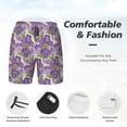 thumbnail image 3 of Naloa Violets Flowers Print Men Swim Trunks with Compression Liner ,Board Shorts,Men's Swim Shorts with Drawstring and Elastic Waistband-Large, 3 of 6