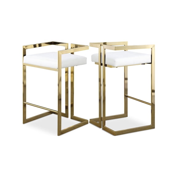 Meridian Furniture Ezra White Vegan Leather Stool, Set of 2