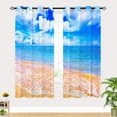 thumbnail image 2 of Beach Theme Curtains, Ocean Tropical Summer Hawaiian Sea Waves Landscape Pattern Waterproof Grommet Window Drapes for Bedroom Living Room Bathroom Laundry Room Closet 2 Panels W42 x L63, 2 of 6