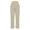 thumbnail image 5 of CLOISE Linen Pants Women Summer with Pockets Cotton Linen Pants Petite Loose Elastic Waist Lounge Pants Lightweight Lady Pull on Pants Mid Rise Trousers Straight Leg Linen Pants 2025 Trendy Beige 2XL, 5 of 7