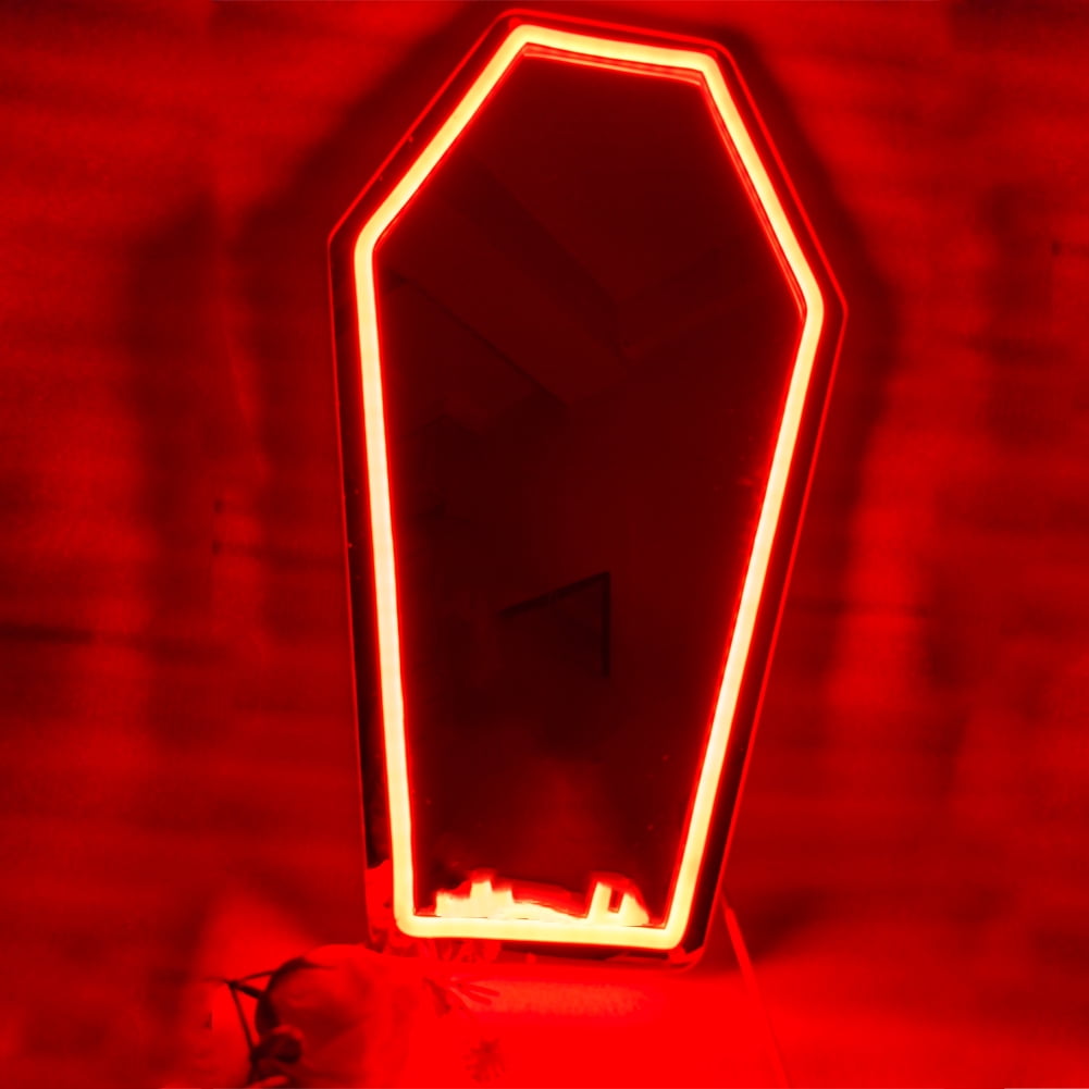 Coffin Mirror Neon Sign,Gothic Neon Sign for Wall Decor,Goth Lovers,Gothic Cathedral Decor Gift