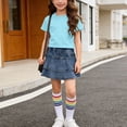 thumbnail image 2 of Yutgune Toddler Girls Short Sleeve Top & Denim Skirt 2 Piece Set, Solid Casual Back to School Daily Outfit, Sizes 110-160, 2 of 9