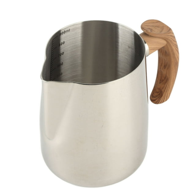 Milk Frothing Pitcher, 304 Stainless Steel Coffee Bar Espresso Machine Accessories, Coffee Tools Cup with Dripless , Handle, Inner Scale for Latte Art, Frothing Milk, Espresso