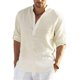 thumbnail image 1 of Men's Linen Loose Fitting T-shirt Casual Plus Size Long Sleeved Shirt For Spring And Summer, 1 of 5