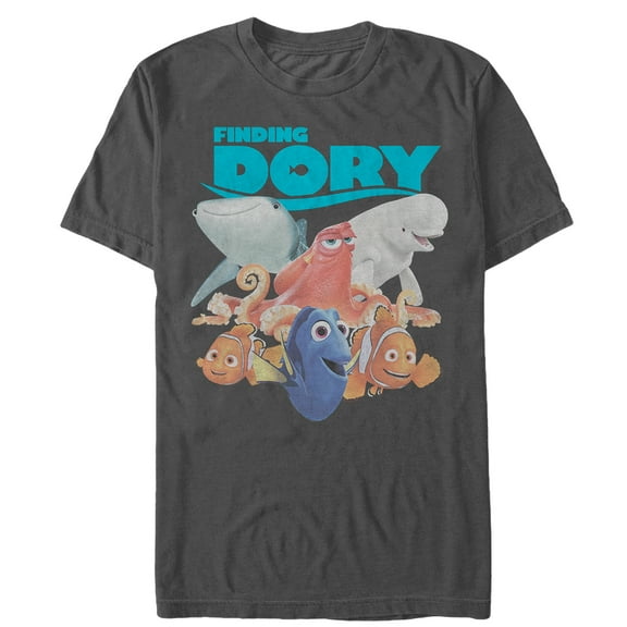 Men's Finding Dory Whole Gang  Graphic Tee Charcoal X Large