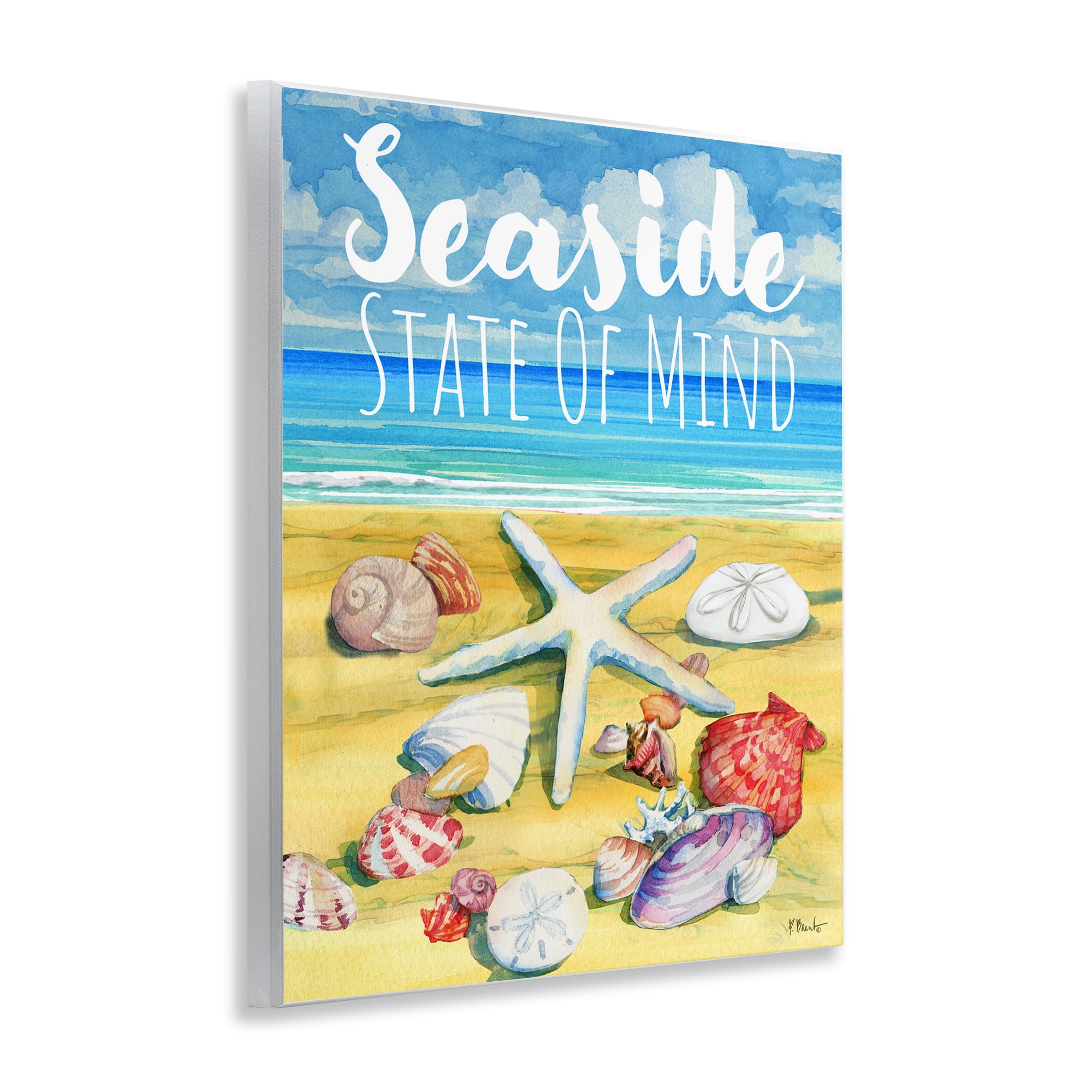 Stupell Industries Seaside Sandy Shells Coastal Painting Unframed Art Print Wall Art, 11 x 14