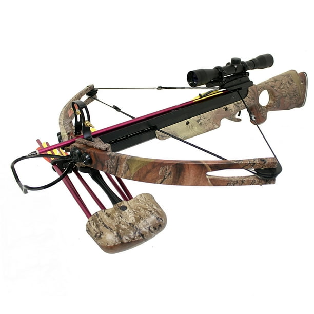 Spider 150 lb Compound Crossbow 4x32 Scope Arrows + Quiver + Rope