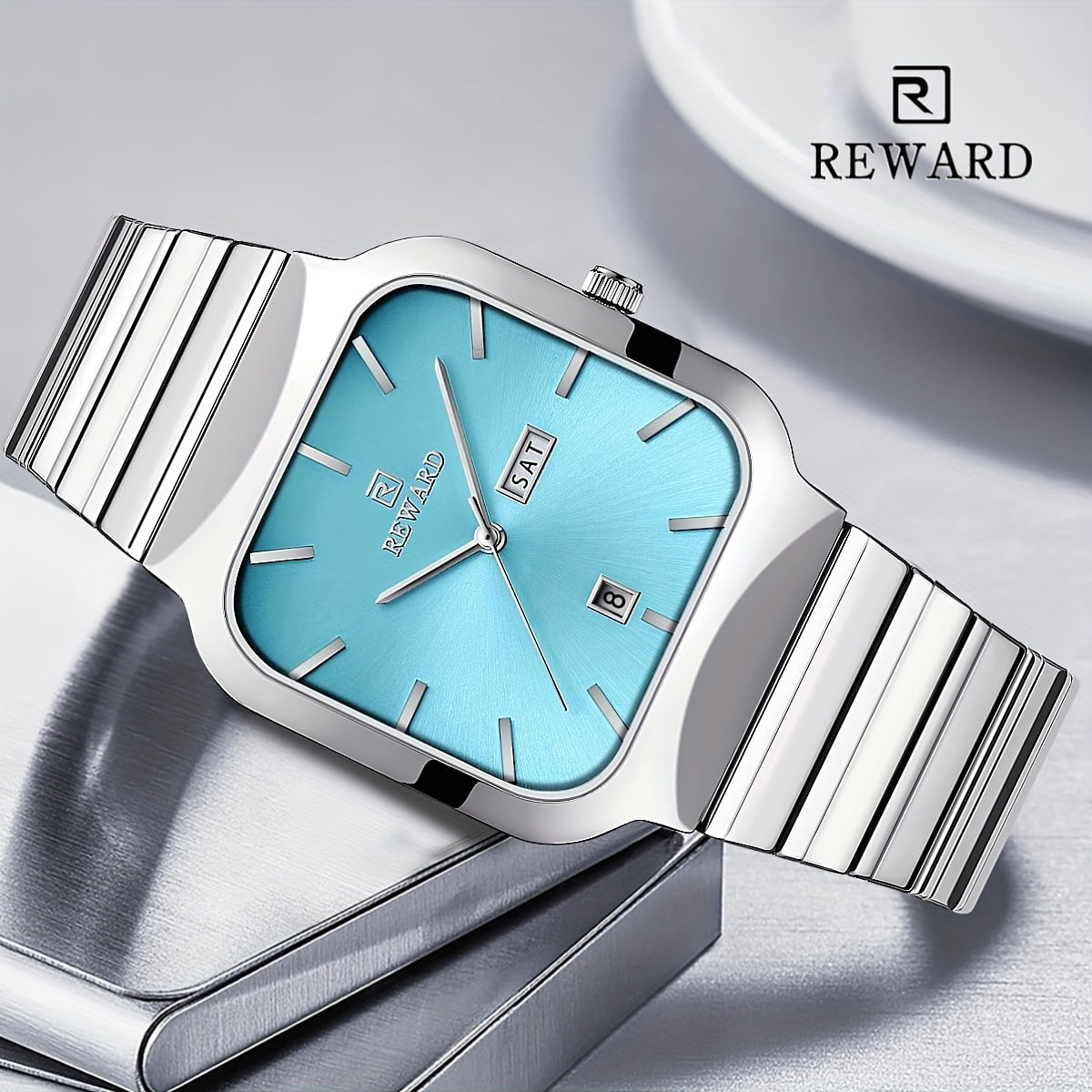 Watches Square Analog Quartz Stainless Steel Watches for Men Mesh Strap Waterproof Business Military Sport Wrist Watch with Date Reward