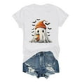 thumbnail image 2 of Drses‌‌ ‌‌‌‌‌‌‌‌‌‌‌‌‌‌‌‌‌‌‌Women's Halloween Cute Ghost & Pumpkin Graphic T-Shirt - Short Sleeve Crew Neck Casual Tee, 2 of 5