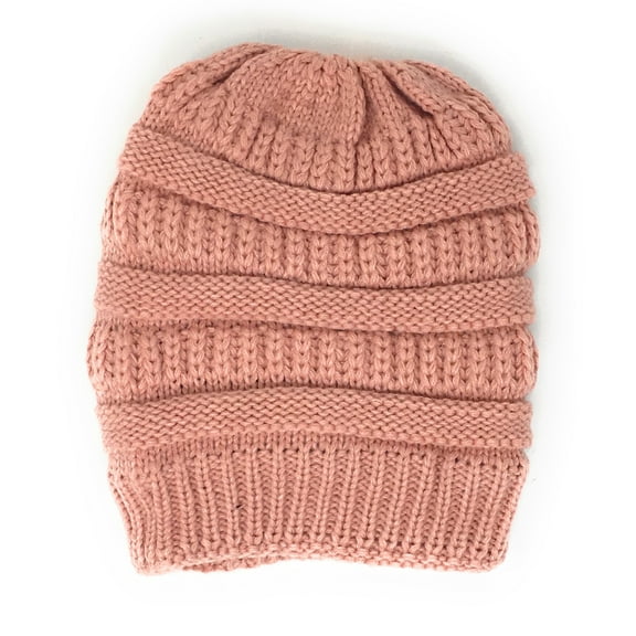 Urban-Peacock LOF Cable Knit Beanie Winter Hat with Warm Fleece Lining - Pink - for Women or Men