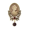 thumbnail image 2 of Opvise Women Brooch Retro Human Profile Relief Retro Court Rhinestone Decor Anti-slip Hollow Out Suit Coat Collar Hat Scarf Decoration Clothes Pin Prom Party Garment Jewelry, 2 of 7