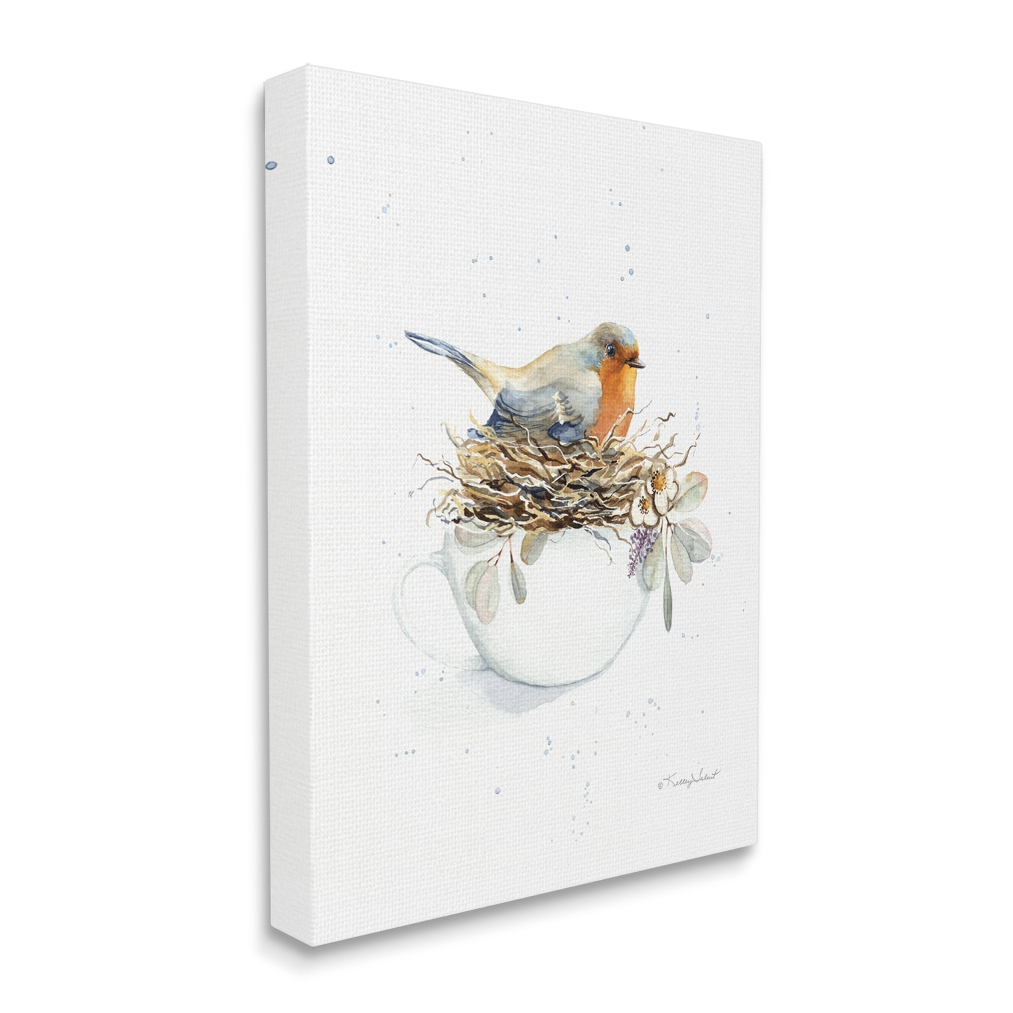Stupell Industries Bird in Coffee Mug Nest Animals & Insects Painting Gallery Wrapped Canvas Print Wall Art, 24 x 30