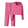 thumbnail image 2 of EnJoCho Girls 2 Pieces Outfits Ribbed Knit Hoodies Flare Pants Sweatshirts Sweatpants Kids 𝖳racksuits 8-14 Years Casual Set Comfy Loung𝖾 𝖠thletic Teenager, 2 of 4