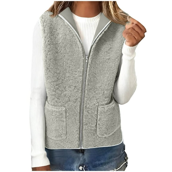 cocolona Womens Fleece Vest Casual Sleeveless Zip Hooded Jackets Soft Warm Lightweight Vest Fall Winter Outfit